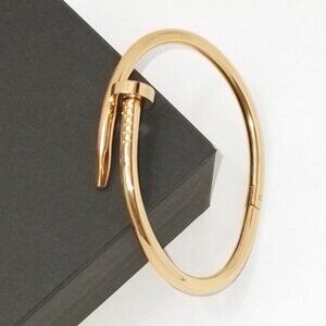 18k Gold Plated Nail-Style Bangle Bracelet 316L Steel Rose Gold for Women & Men